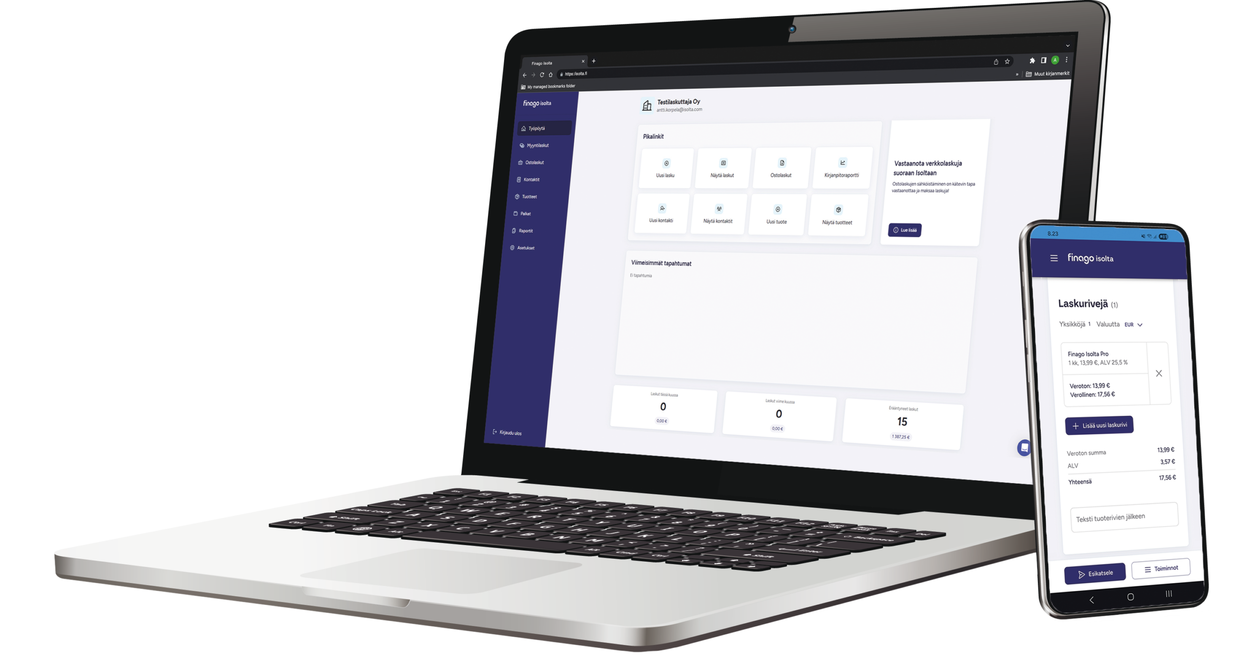Free invoicing on mobile or computer.