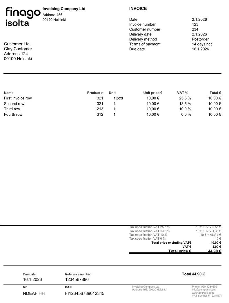 This is what the Excel invoice looks like.